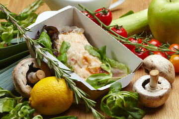 omelet with steamed vegetables and greens healthy natural food