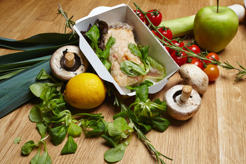 omelet with steamed vegetables and greens healthy natural food