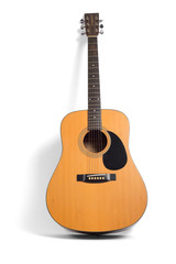 Acoustic guitar on white background