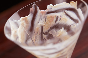 dirty glass from under the dessert
