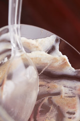 dirty glass from under the dessert