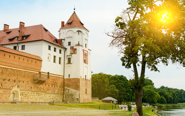Fototapeta na wymiar Medieval castle in village Mir in Belarus