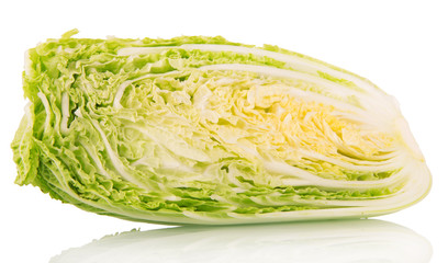 Fototapeta premium Sliced cabbage closeup isolated on white