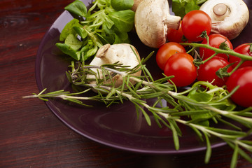 healthy eating fresh vegetables and fruits mushrooms