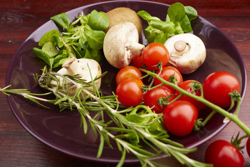 healthy eating fresh vegetables and fruits mushrooms