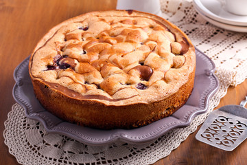 Marble sponge cake with cherry