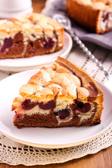 Marble sponge cake with cherry