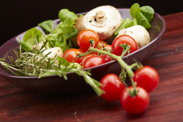 healthy eating fresh vegetables and fruits mushrooms