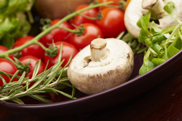 healthy eating fresh vegetables and fruits mushrooms