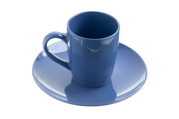 empty cup on the blue plate