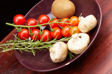 healthy eating fresh vegetables and fruits mushrooms