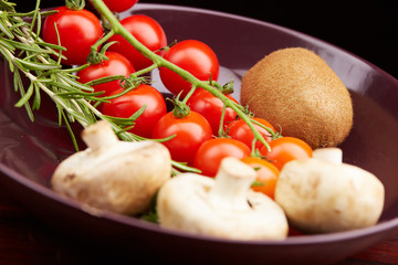 healthy eating fresh vegetables and fruits mushrooms