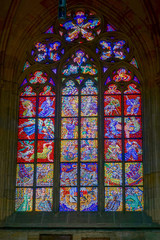 Fototapeta premium Stained glass window in St Vitus Cathedral in Prague