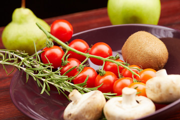 healthy eating fresh vegetables and fruits mushrooms