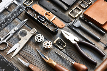 Fototapeta premium Leather crafting tools