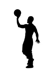 silhouette of a man with ball.