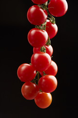 cherry tomatoes on a black background