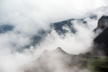Mountains covered with clouds