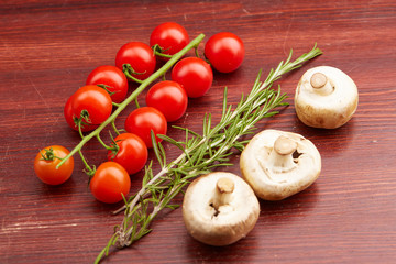 cherry tomatoes and mushrooms
