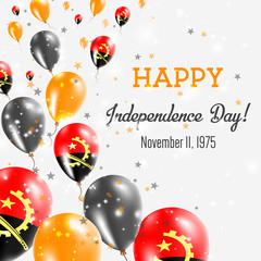 Angola Independence Day Greeting Card. Flying Balloons in Angola National Colors. Happy Independence Day Angola Vector Illustration.