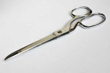 Metal Sewing Scissors Closed Isolated on White Isolated on White