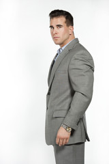 Fototapeta premium Athletic White Male Model in Suit