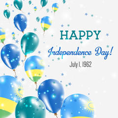 Rwanda Independence Day Greeting Card. Flying Balloons in Rwanda National Colors. Happy Independence Day Rwanda Vector Illustration.