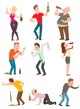 Drunk people vector illustration.