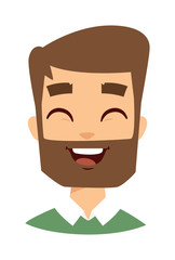 Happy hipster face vector illustration.