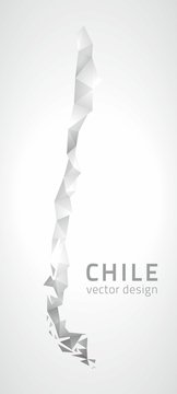 Chile vector polygonal grey map