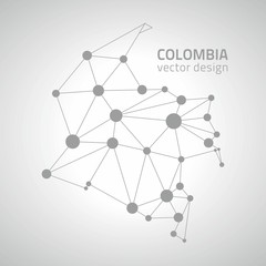 Colombia polygonal grey outline map