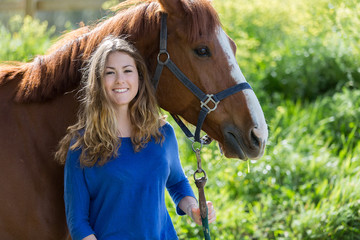 Fototapeta premium pretty girl with her horse