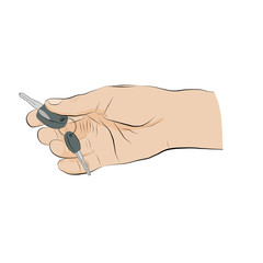 Fototapeta premium Man holding key. Hand with key - icon.