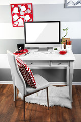 Modern workplace with computer on the table