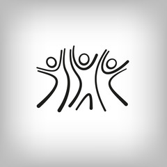 Vector. Teamwork, social network, people together logo, company outline logo isolated