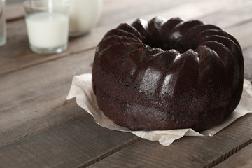 Chocolate muffin cake, on the table