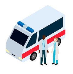 Doctor and nurse near ambulance