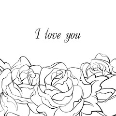 black and white roses card I love you