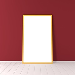Yellow frame on the red wall