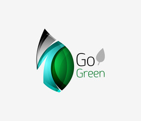 Leaf abstract icon made of waves