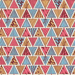 Abstract seamless pattern. Zentagl. Triangles. Doodle.