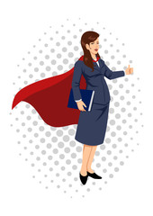 Cartoon illustration of a super businesswoman