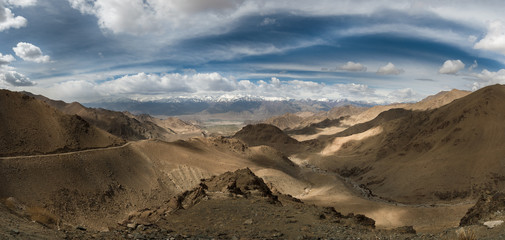 Himalaya mountain landscape - Leh highway in Ladakh, Jammu and Kashmir State, North India.