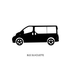 Bus black silhouette on a white background