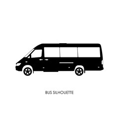 Bus black silhouette on a white background