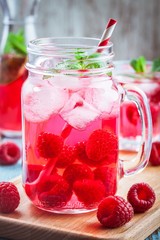 raspberry lemonade in jar