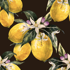 Watercolor lemon pattern