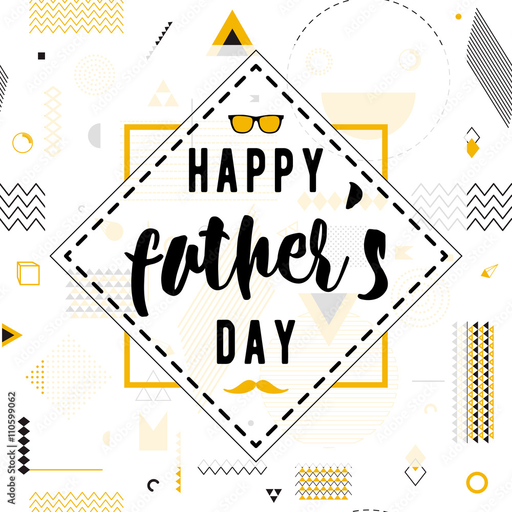 Wall mural happy fathers day wishes design vector background on seamless pattern. fashion father line greeting.