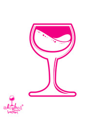 Vector goblet, alcohol drink theme illustration. Elegant wineglass
