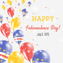 Cape Verde Independence Day Greeting Card. Flying Balloons in Cape Verde National Colors. Happy Independence Day Cape Verde Vector Illustration.